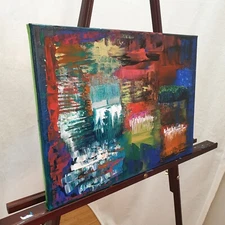 Modern Original Abstract Acrylic Painting (See Video) on Canvas 12x16