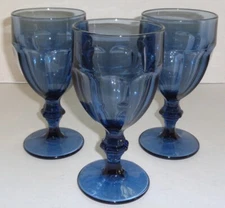 Vintage Libbey Duratuff Dusky Blue Gibraltar Ice Water/Tea 6 3/4" Set of 3