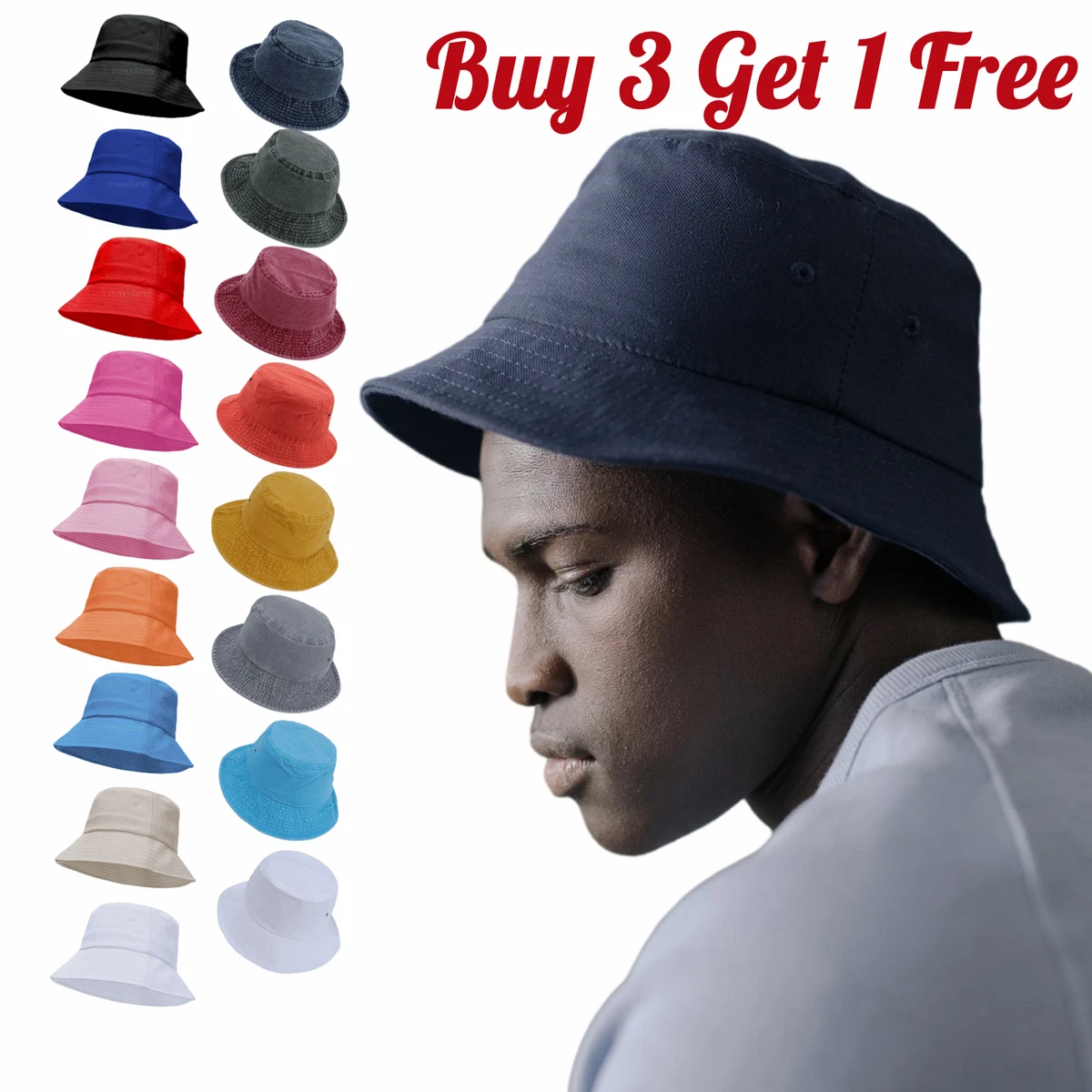 Solid Color Bucket Hat for Women and Men Packable Travel Summer Beach Hat  Cool