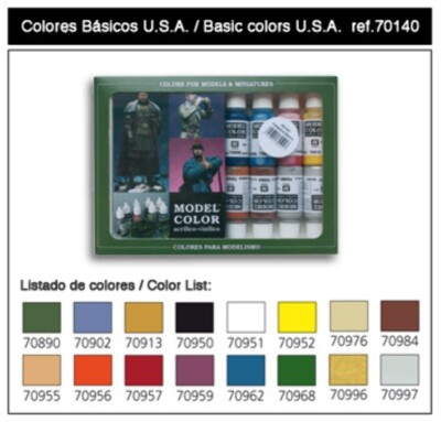 Vallejo 70140 SET 16 COLORS AMERICAN U.S.A. BASIC ( 16 x 17 ml )