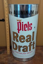 VTG PIELS Real Draft Premium Beer 19" TRASH CAN Double Sided USA Atlas Products