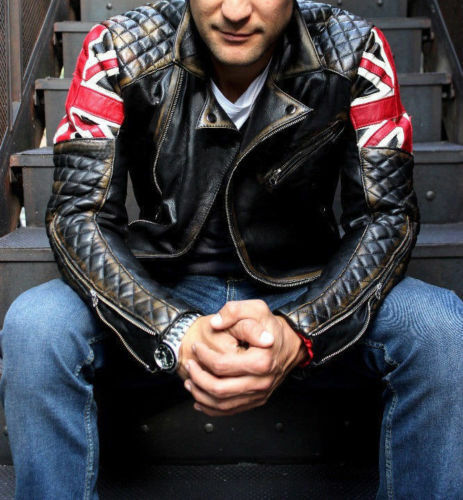 Herren Biker Gesteppt Vintage Motorrad Distressed Brown Cafe Racer Lederjacke - Bild 1 von 6