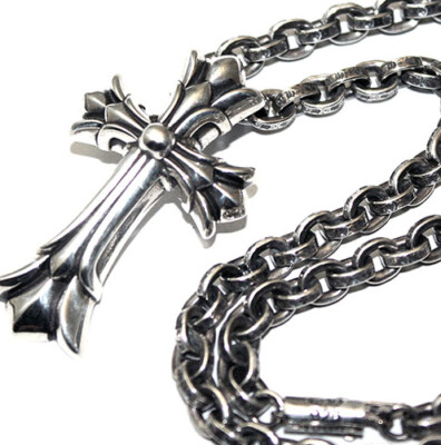 Authentic [Chrome Hearts] DOUBLE CH CROSS PENDANT WITH 24