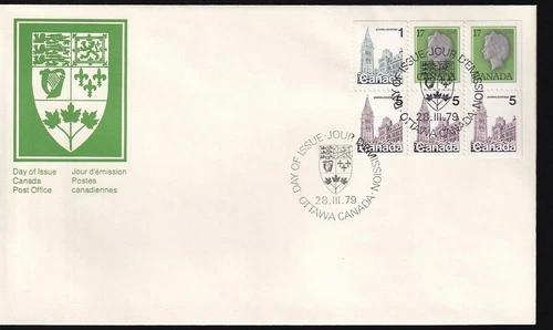 Canada FDC 1979 sc#797a (BK80) Definitive Booklet pane of 6 (1-5-17¢),