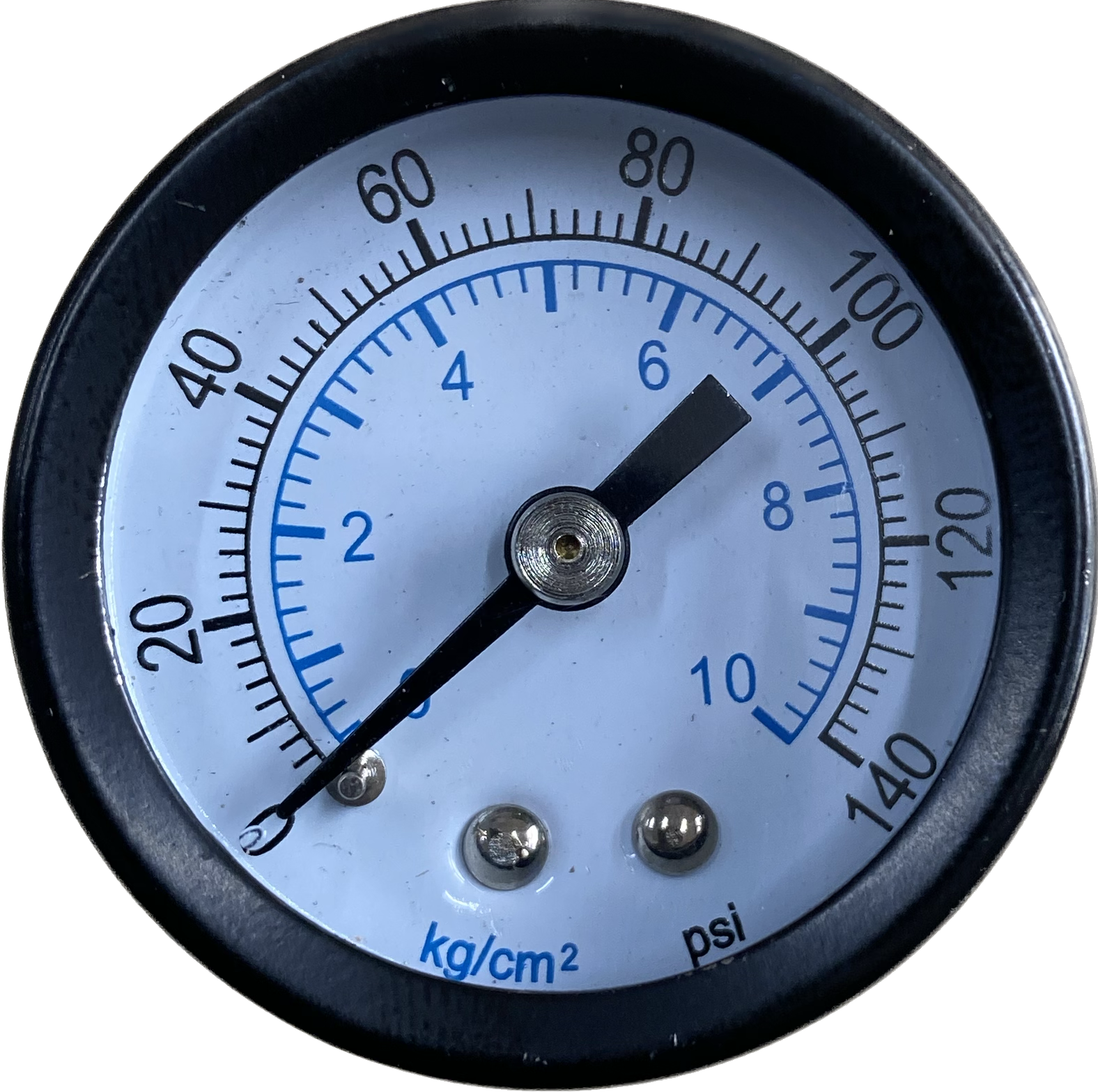 40mm x 1/8"" BSP Male Rear Entry Air 0-10 BAR Pressure Gauge Dial