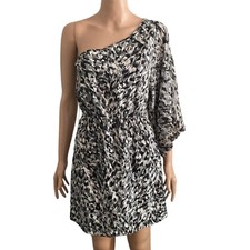 G by Guess Dress Womens Small One Shoulder Black White Gray Lightweight