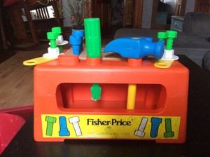 vintage fisher price pound and saw bench #728 