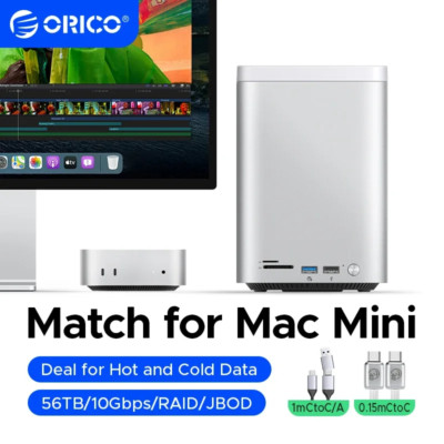 ORICO Mac Mini M4 Dock M.2 SSD 3.5'' Hard Drive Enclosure Type C Docking Station