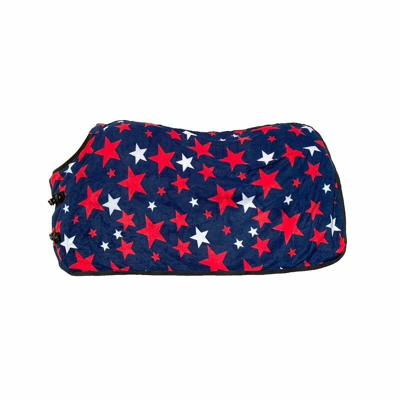 GERMAN RIDING Fleecedecke "Stars" Transport- und Abschwitzdecke navy/rot/weiß 75 85 95 105 Neu