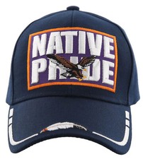 NEW BIG NATIVE PRIDE EAGLE FEATHERS CAP HAT NAVY