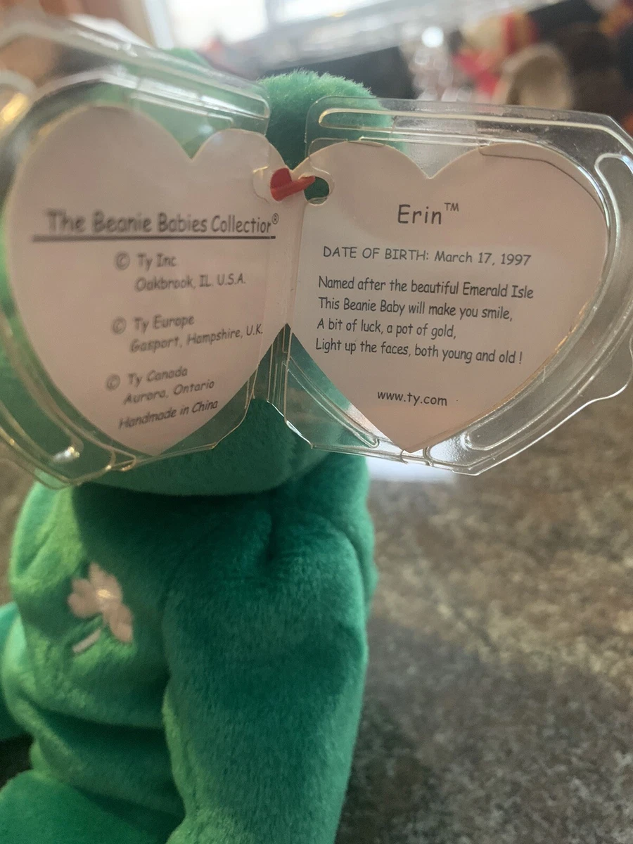 TY Beanie Baby Erin The Bear RARE 1997 TAG ERRORS Mint Condition