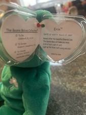 TY Beanie Baby Erin The Bear *RARE 1997* TAG ERRORS Mint Condition