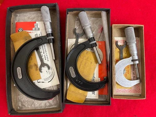 Lot-3 Starrett Micrometers: T436XFL-3; T436XFL-2; T230XFL-1 w/ Wrenches In Boxes