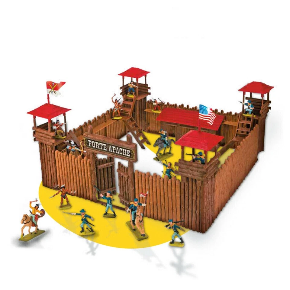 Fort Apache Vintage Old West Cowboy Indian Figures Super Battle Playset Marx - Image 2 of 4