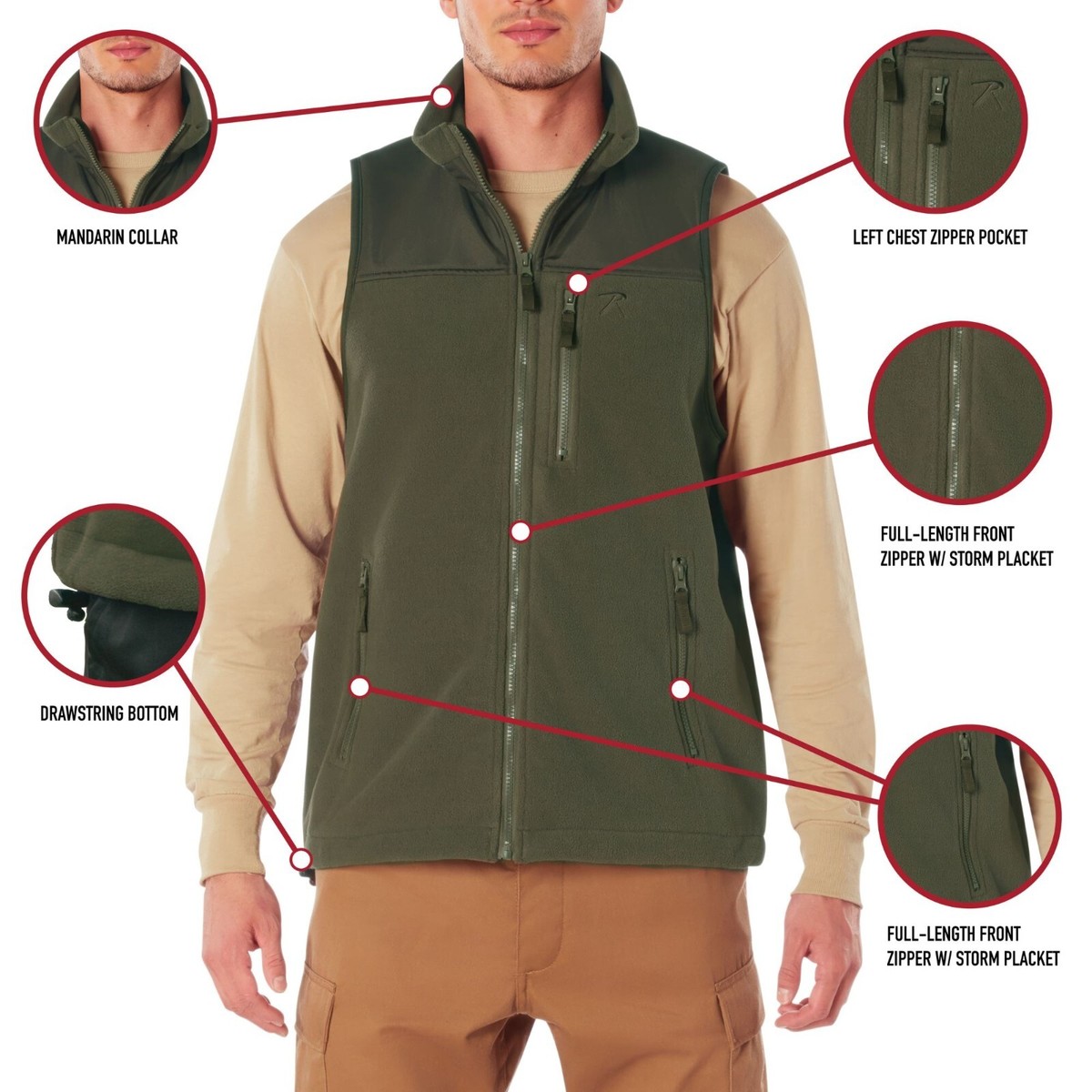 ブラウン ジャケット Rothco Men's Spec Ops Tactical Fleece Vest Midweight Sleeveless