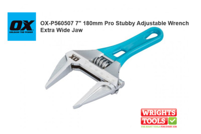 OX Tools OX-P560507 7'' 180mm Pro kurzer verstellbarer Schraubenschlüssel extra breite Backen