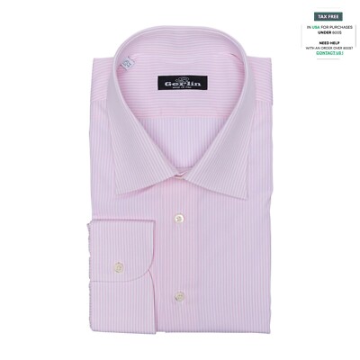 690$ ITALIAN LUXURY GERLIN Shirt Pink - White Striped Cotton  2AU ZILLI