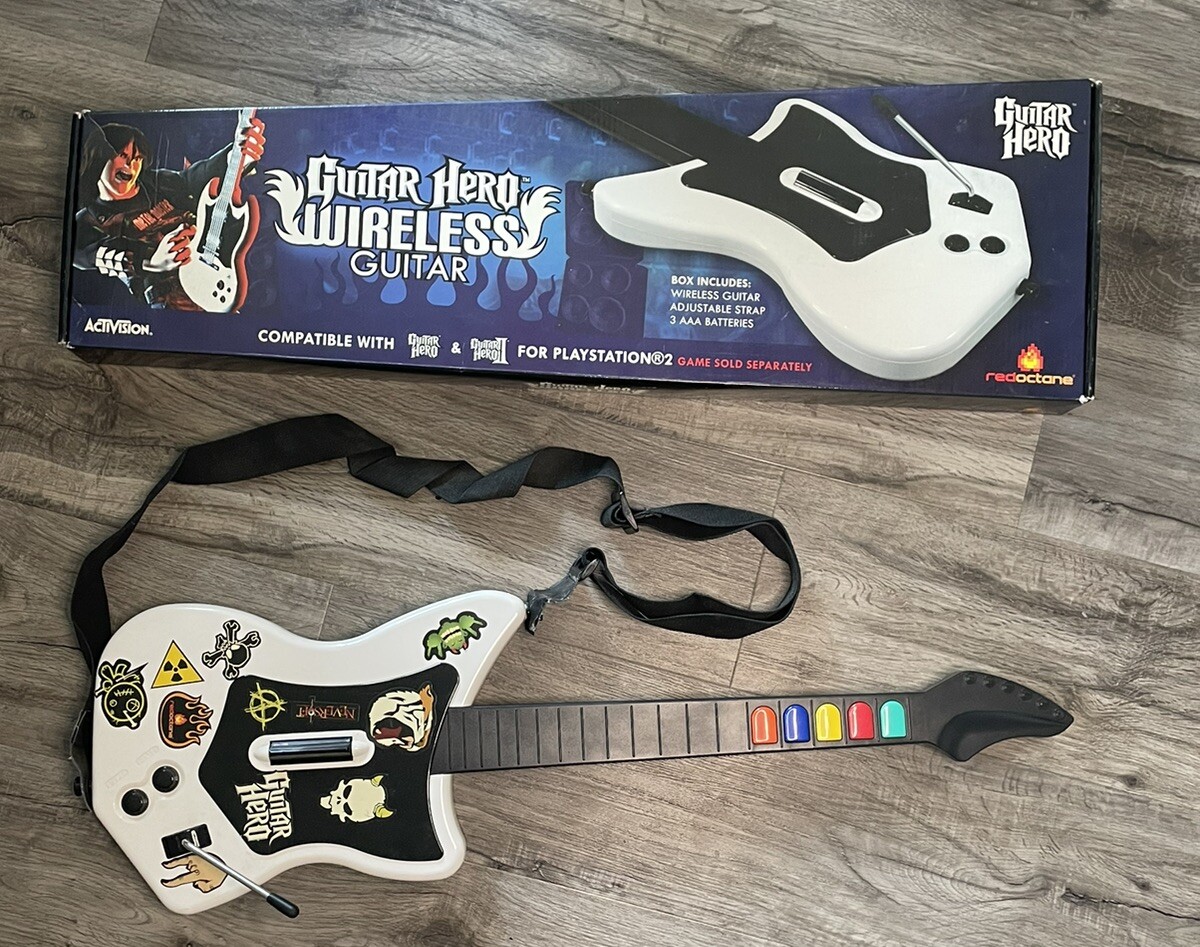 Guitar Hero Guitar PS2 Wireless White Red Octane 95025 No Dongle