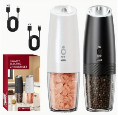 Gravity Electric Salt and Pepper Grinder Set Shakers - UPGRADED RECHARGEABLE