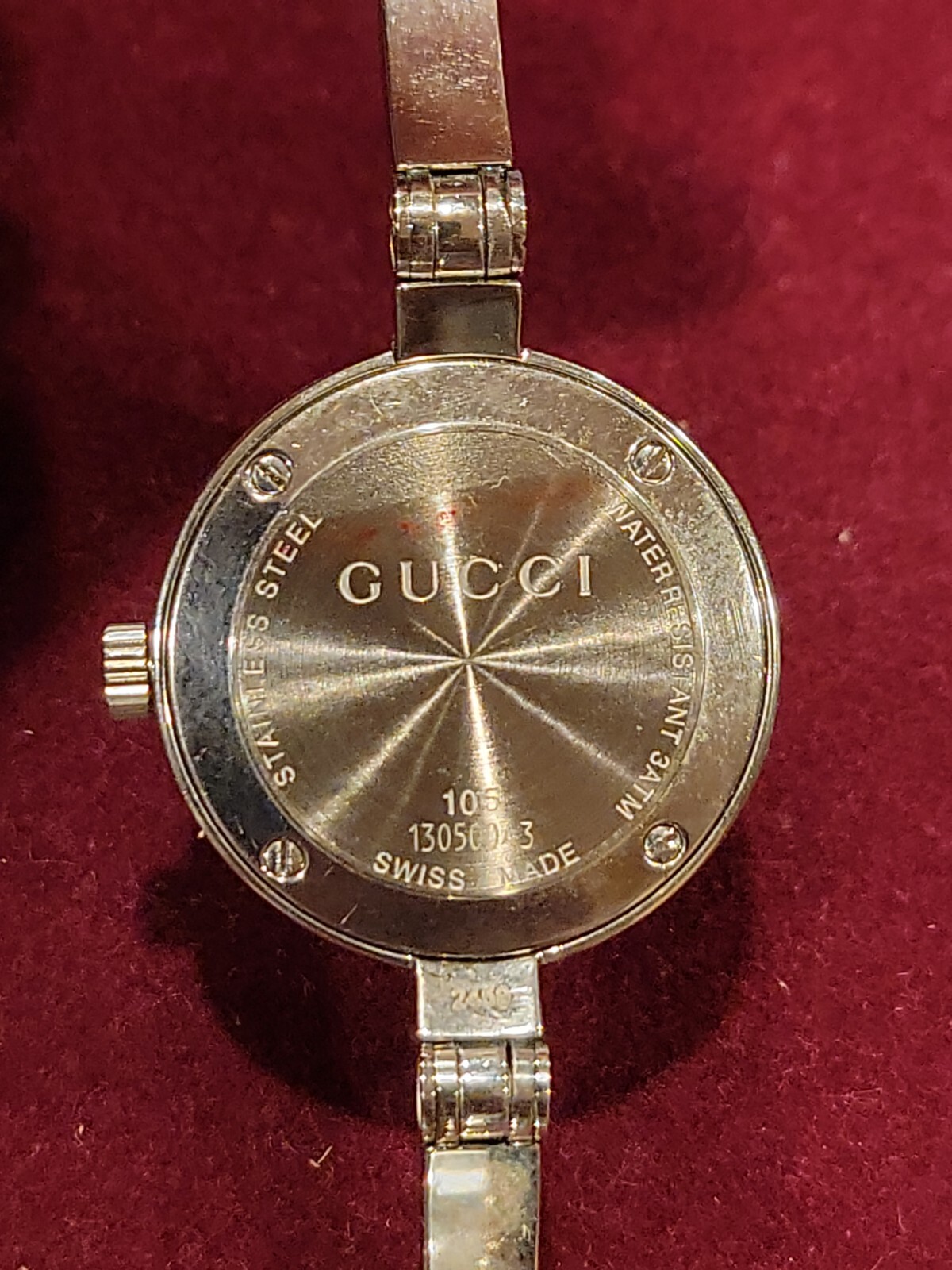 Gucci Silver 105 Monogram Pattern White Dial Quar… - image 7