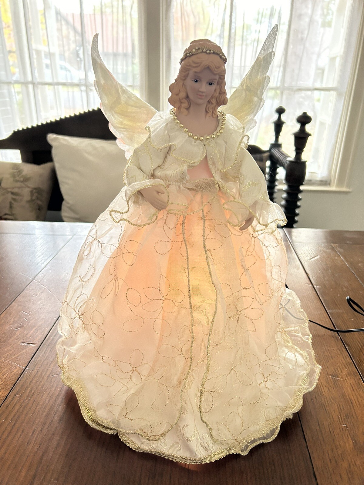 Fiber Optic Antimated Angel Table Tree Topper Vintage