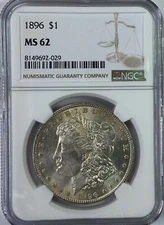 1896 $1 Morgan Silver Dollar PCGS MS62 Philadelphia VAM 4 Doubled Stars & 6