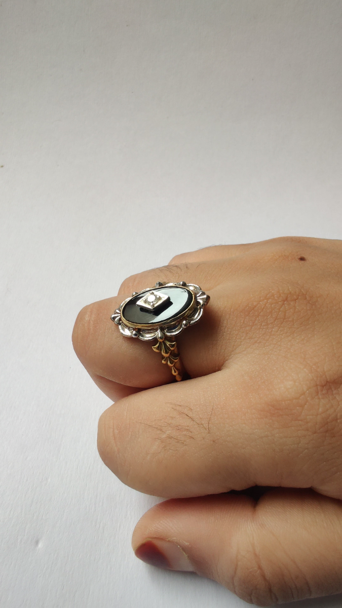 antique 925 silver vintage Victorian art deco handmade black onyx