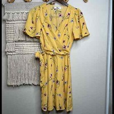for good yellow floral faux wrap dress small