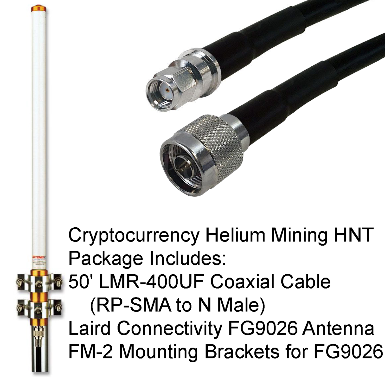 902-928MHz 8.15dBi LoRaWAN Antenna  50' LMR-400UF Cable HNT Hel