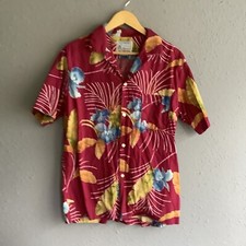 Vintage BLUE HAWAII Liberty House Tropical Pink Print Cotton Shirt LARGE 39