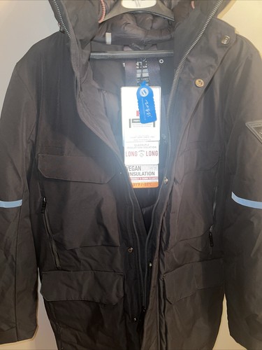 NWT Point Zero Men’s Medium Black Hooded Long Puffer Jacket Heart Retention - Picture 4 of 9