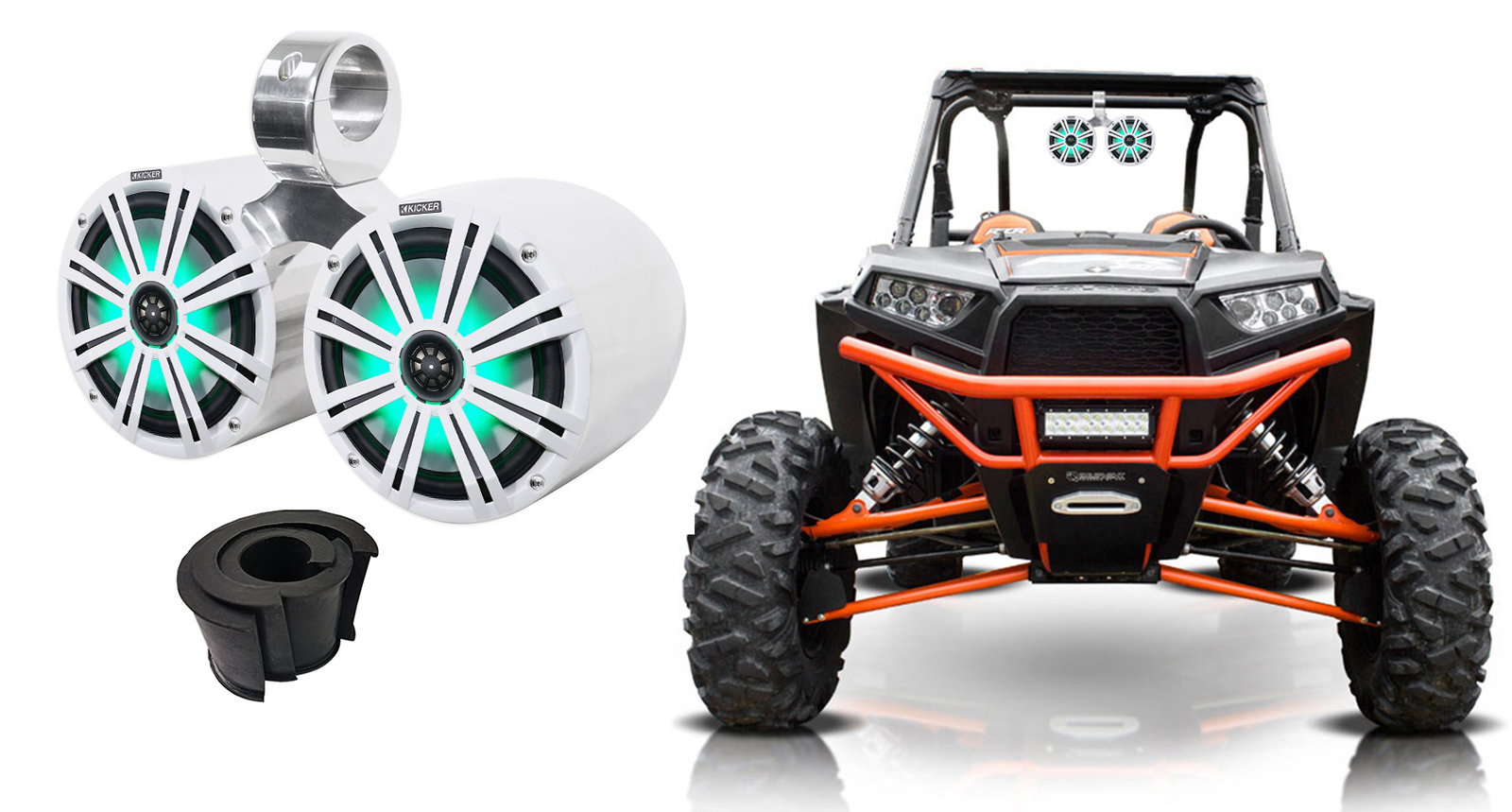 Колонки Kicker KM8 с двумя светодиодными колонками мощностью 8 600 Вт для Polaris RZRATVUTVCartJeep