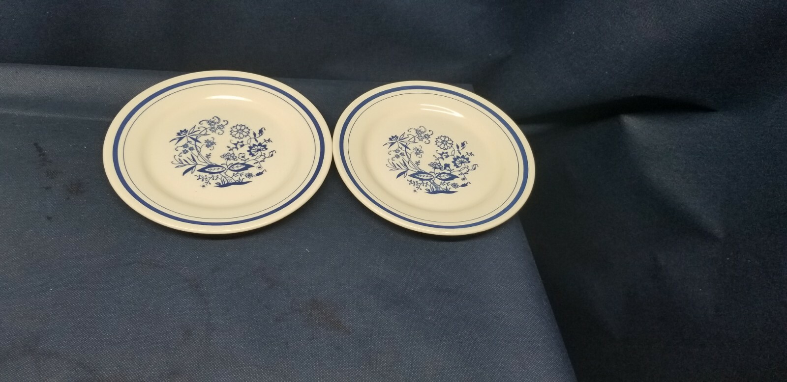 Vintage Oxford China OXF4 Brazil Set/2 Dessert/Salad Plates Ivory/Blue