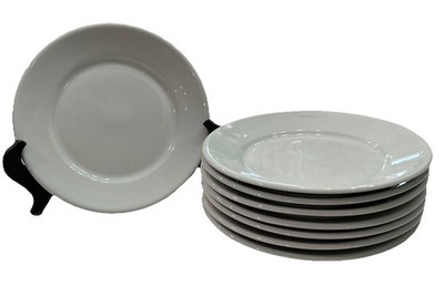 Set of 8 Alpico 9inch Porcelain White Salad/ Lunch Plate  Farmhouse French Rim