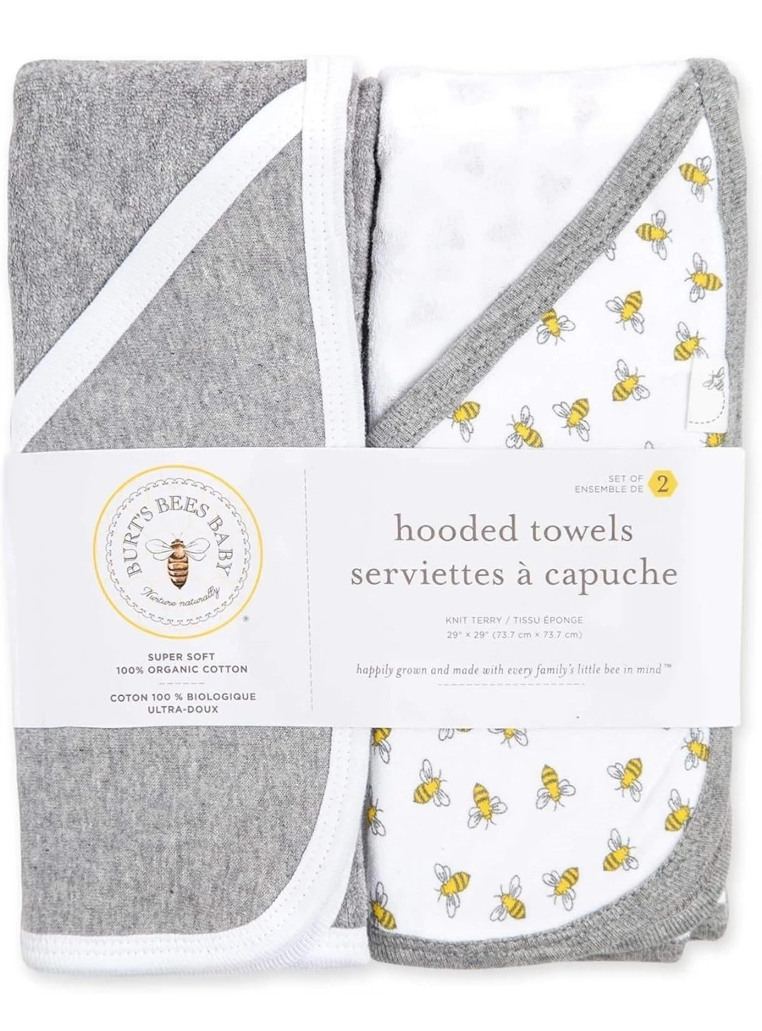Burt's Bees Baby - Hooded Towels, Absorbent Knit Terry, Soft 100% Organic Cotton