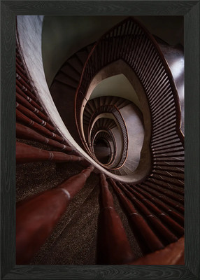 Braune ovale Treppe gerahmtes Wandbild Poster Leinwanddruck Bild