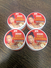 4-PACK On Natural Organic Edge Control Hair Gel, Argan and Keratin 1 oz.