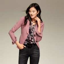 Cabi Mauve Pink Knit Two Button Tailored Blazer Jacket 5122 Womens Size 8