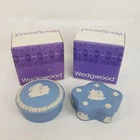 Wedgwood Blue Jasperware 2 x Lidded Trinket Boxes