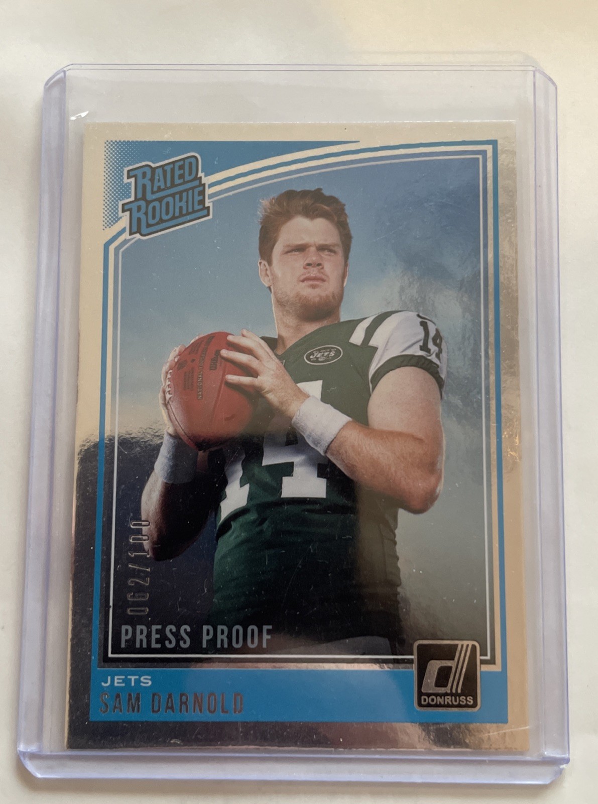 2018 Panini Donruss Rated Rookie Sam Darnold Press Proof Silver /100 Seahawks