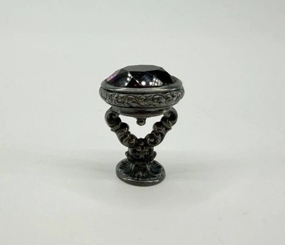 Vintage Drawer Cabinet Knob Purple Faceted Glass Sterling Pull 13.21g