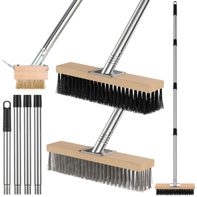 #ad 3 in 1 Deck Brush Kit with Heavy Duty Wire Broom Floor Scrubber Brush amp; Crac... $46.79