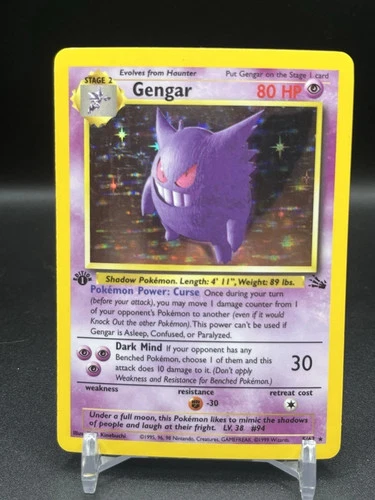 Pokemon TCG Fossil 1st Edition Gengar Holo Rare 5/62 WOTC Vintage LP