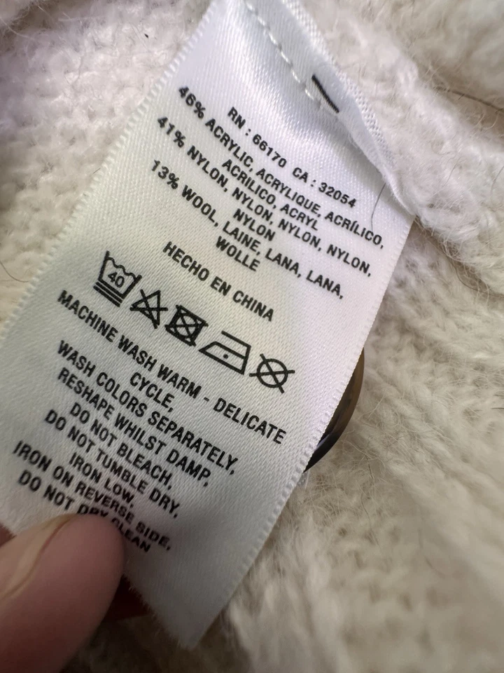 Suéter Anthropologie Mujer Xs Cárdigan Burbuja Mezcla Lana Acrílico Tejido Crop Blanco Foto 4 de 4