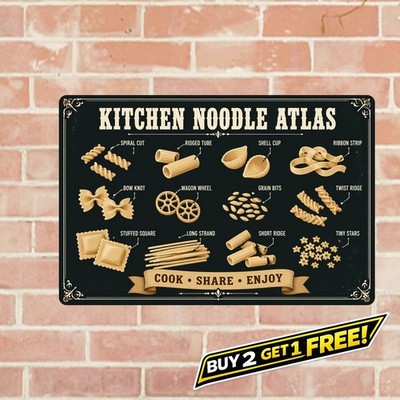 Assorted Pasta Shape Label Italian Guide Metal Wall Decor