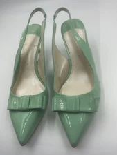 Ivanka Trump LIORAH Light Green Patent Leather Heels Bow Detail Shoes Size 11M