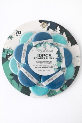 Olivia Rose 10PCS Powder Puffs Rose Beauty Essentials in Teal Blue
