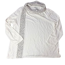 Weekends by Chico's Size 2 Cream Cheetah Print Tunic Top Long Sleeve Mock Neck