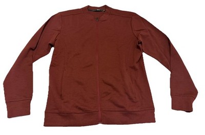 Ibex Women Shak Thin Bomber Jacket 100% Merino Wool Deepest Red Large Preowned