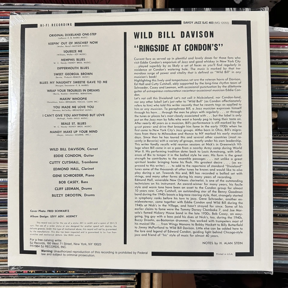 Ringside At Condon’s Record Vinyl 12” Bill Davidson Savoy Classics 12055 Jazz - Image 2 of 3